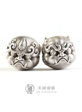 复古国潮925银貔貅原创天禄圆珠可爱小兽手串项链女吊坠配饰情侣