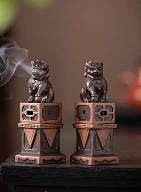 国风招财小狮子陶瓷迷你小号香炉家用室内艾草檀沉香薰炉装饰摆件