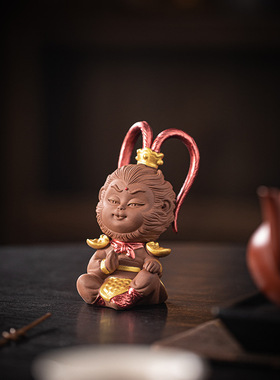 创意齐天大圣美猴王孙悟空小摆件紫砂工艺品客厅茶室桌面装饰摆设
