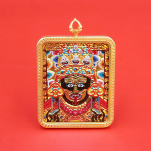 立体浮雕扎基拉姆唐卡壳钛钢 藏式随身唐卡佛牌男女随身吊坠礼品