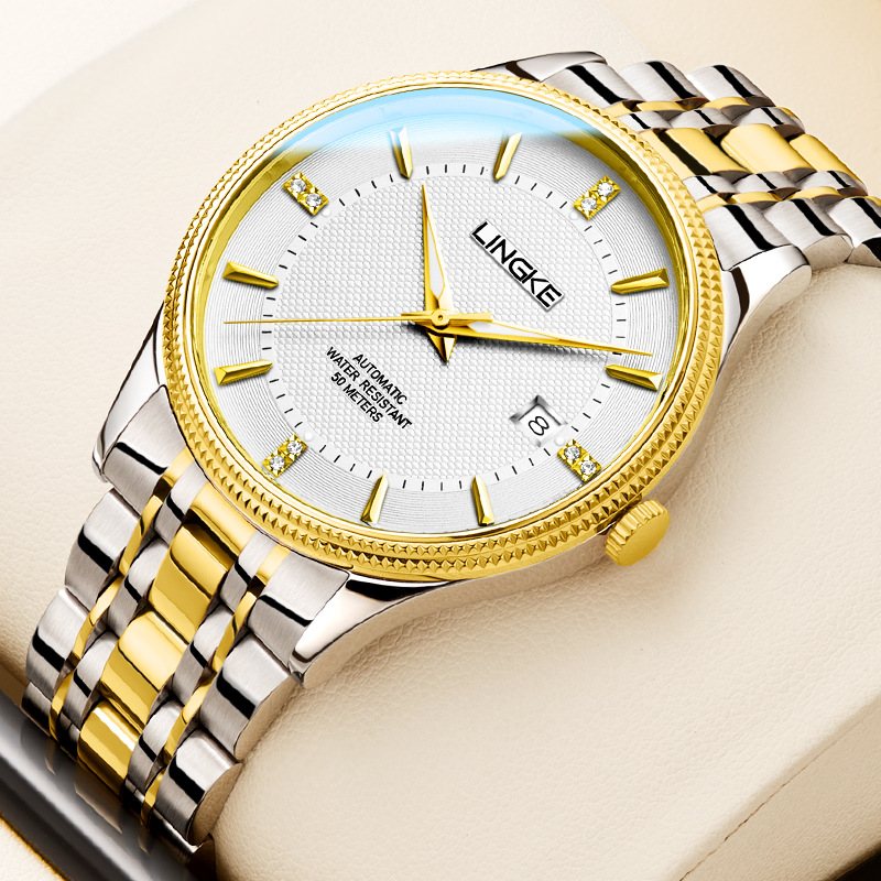 凌刻手表全自动机械表男表抖音爆款防水钢带男士手表