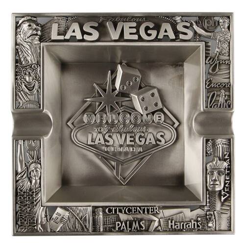 拉斯维加斯LasVegas浮雕花纹德州扑克麻将专用金属烟灰缸