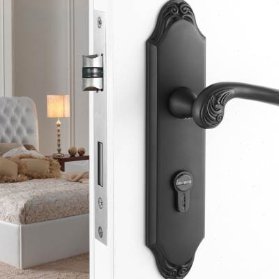 新款KLC 欧式黑色门锁室内房门锁具 卧室实木门把手卫生间静音门 基础建材 机械门锁 原图主图