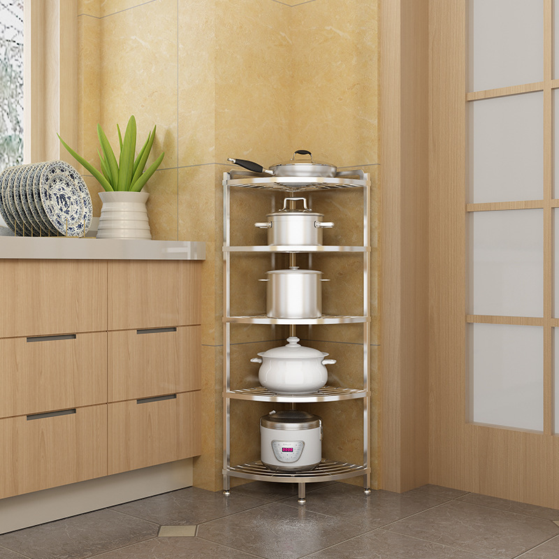 厨房置物架304不锈钢收纳架橱柜转角三角形家用多层锅三脚架用品