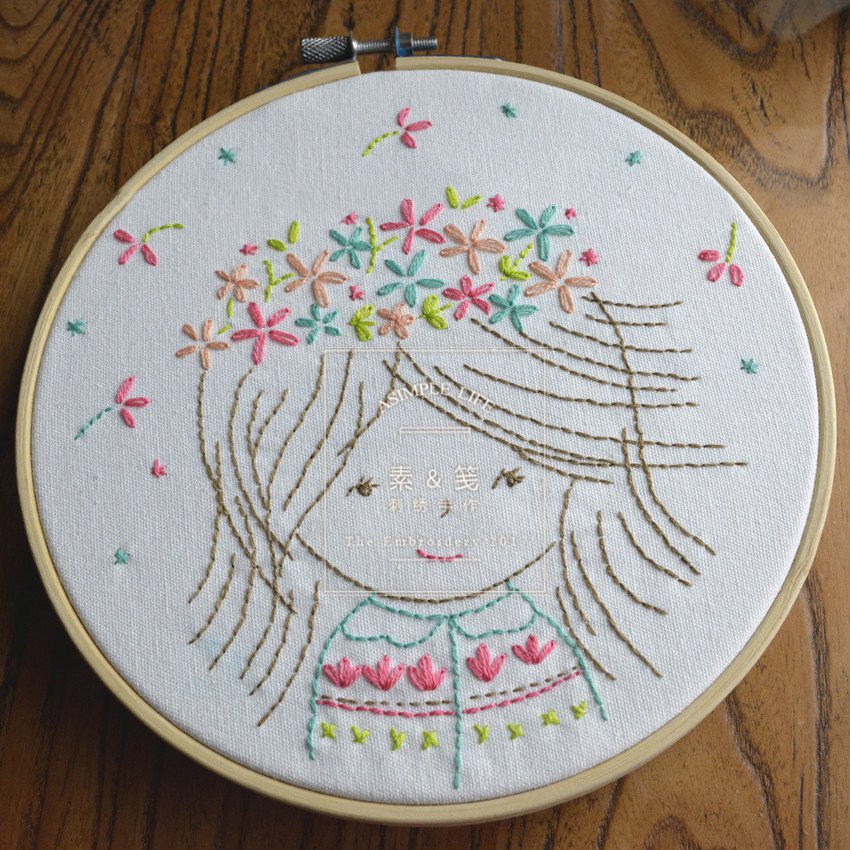 my girl儿童简笔插画艺术欧式刺绣手工DIY布艺装饰壁画套装材料包图片