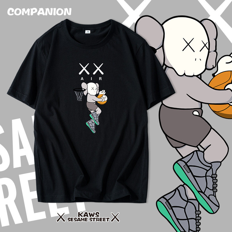 芝麻街官网限定短袖男女同款圆领情侣装百搭宽松半袖潮aj联名t恤