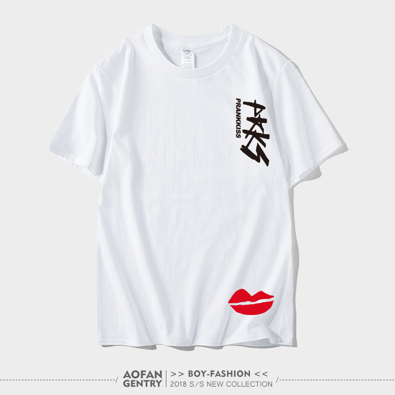 Prank Kiss I promise clothes Chaopai summer Easy pure cotton Red lips half sleeve T-shirt Couples dress Short sleevedin the Men's clothing, T-shirt  category - from Buy2taobao.com to provide professional Taobao agent buy service