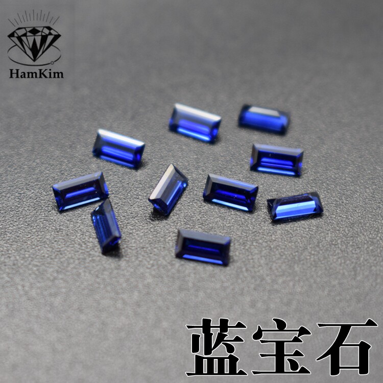 蓝宝石长方蓝刚玉裸石diy镶嵌石图片