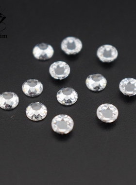 白色圆形CZ宝石平底刻面钻石面2-4mm立方氧化锆裸石 首饰镶嵌配石