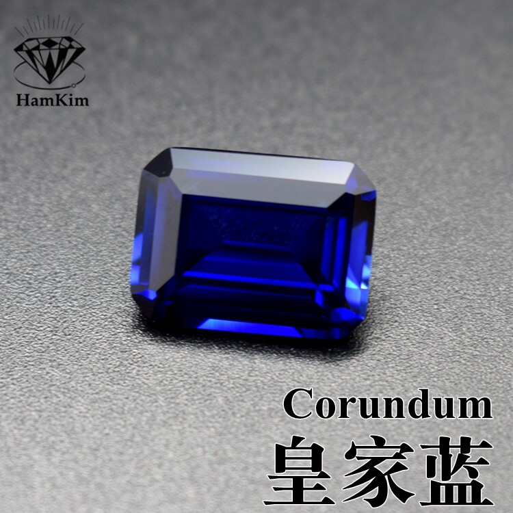 皇家蓝宝石长方形蓝宝粉融裸石尖底钻corundum蓝刚玉 diy戒指吊坠