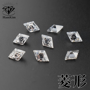 白透明色菱形宝石裸石3*5-5*7mm棱形锆石尖底钻珠宝首饰品镶嵌石