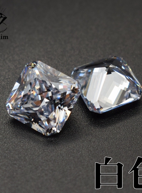 3A白色正方形倒角小八角2*2-15*15m锆石裸石耳钉吊坠未镶嵌尖底钻