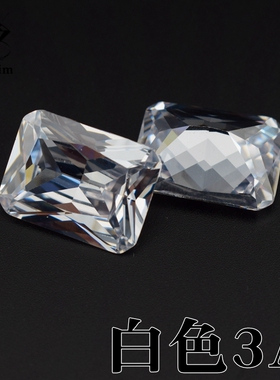 3A白色长方形倒角小八角尖底钻锆石裸石cz石 diy戒指吊坠镶嵌配石