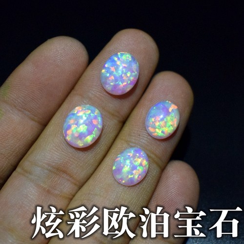 炫彩欧泊蛋形人工培植首饰镶嵌