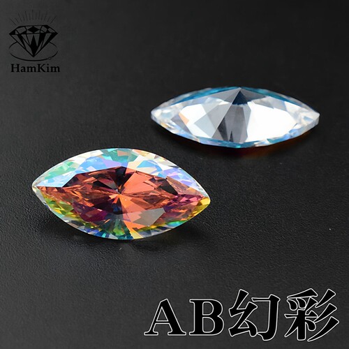 AB幻彩色马眼形CZ宝石裸石