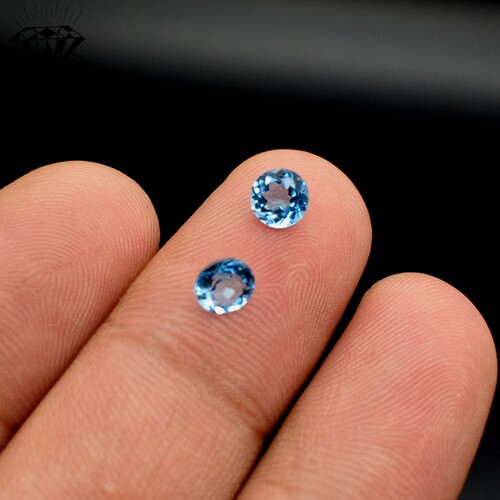 天然瑞士蓝宝石圆形1mm-5mm戒指耳钉镶嵌主石配石圆钻托帕石宝石 - 封面