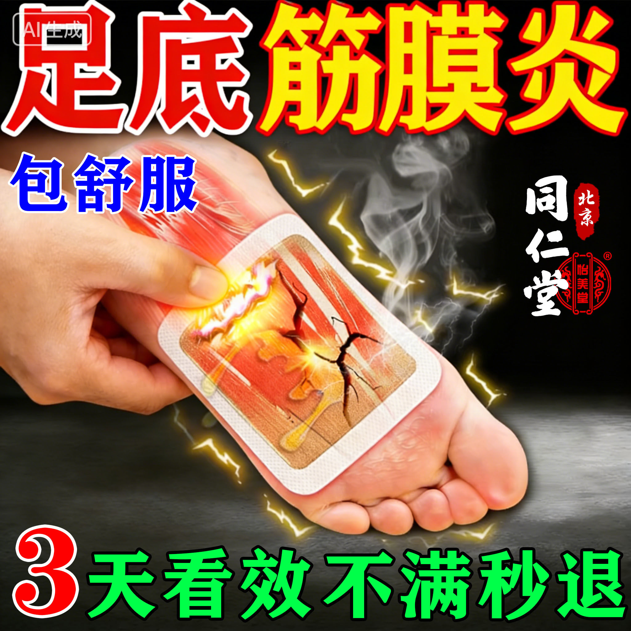北京同仁堂足底筋膜炎专用膏药贴特骨刺效脚后跟疼脚底痛神热敷器