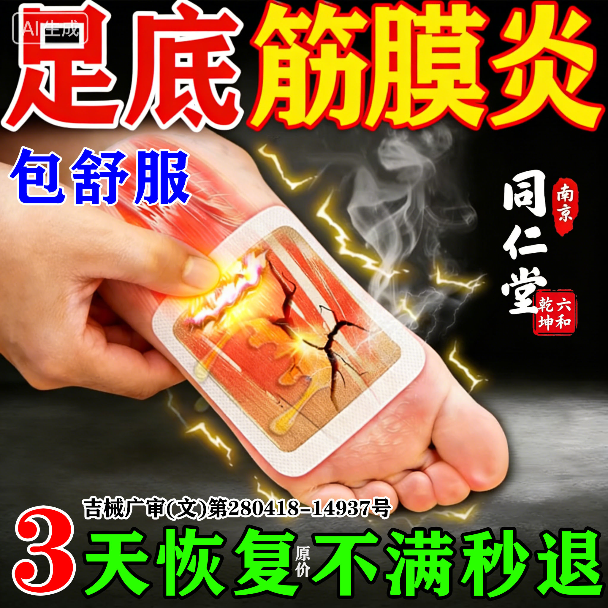 同仁堂足底筋膜炎专用膏药贴特骨刺效脚后跟疼脚底痛神热敷器正品