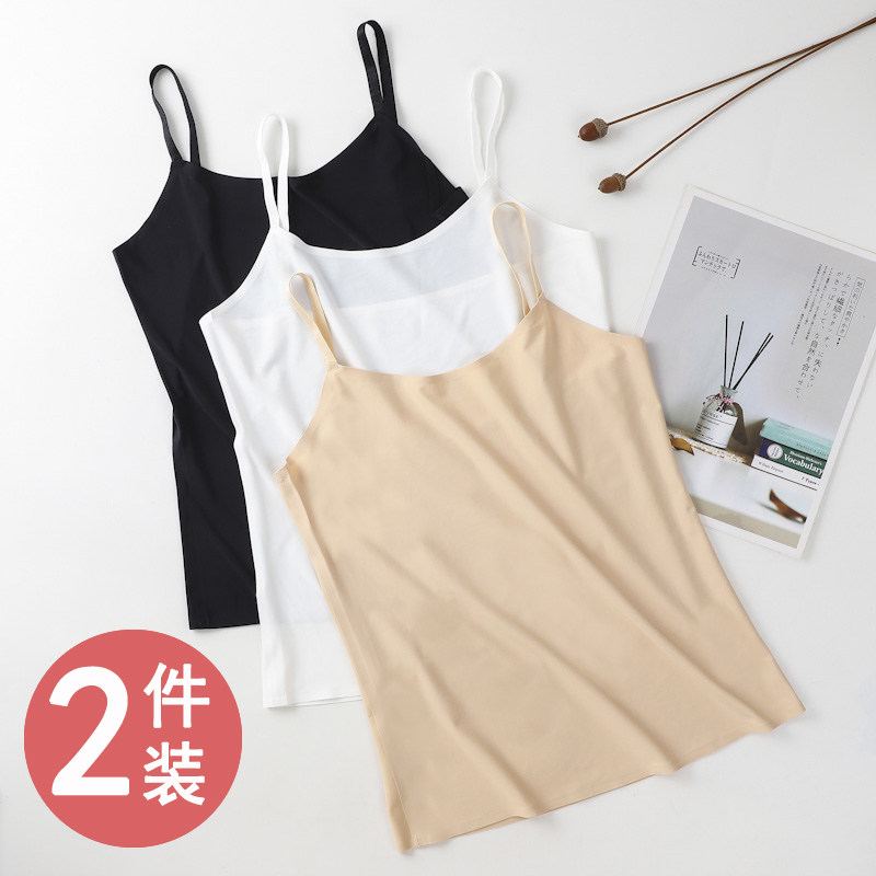 夏季一片式冰丝无痕内衣吊带背心女薄款白色抹胸上衣打底内穿内搭_虎窝淘