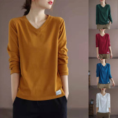 新款 女装 长袖 女休闲显瘦文艺纯色百搭大码 t体恤上衣潮 打底衫 韩版