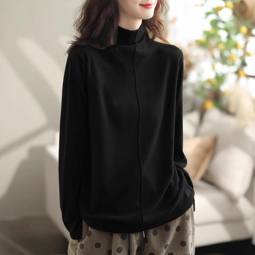 半高领女德绒保暖长袖打底衫秋冬