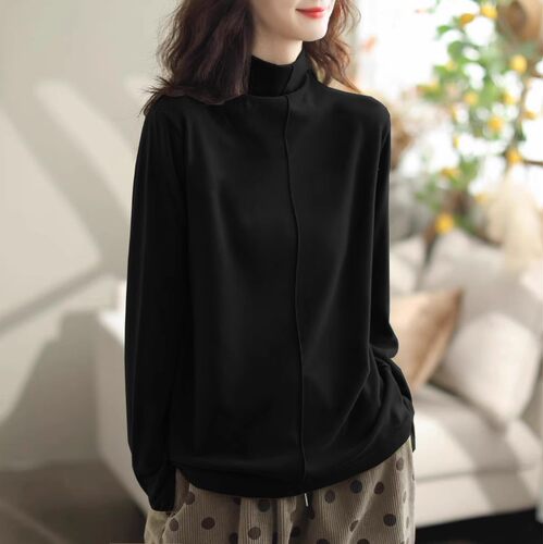 半高领女德绒保暖长袖打底衫秋冬