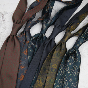 复古领带男士正装商务西装结婚条纹暗色系8CM手打领带西装店配饰