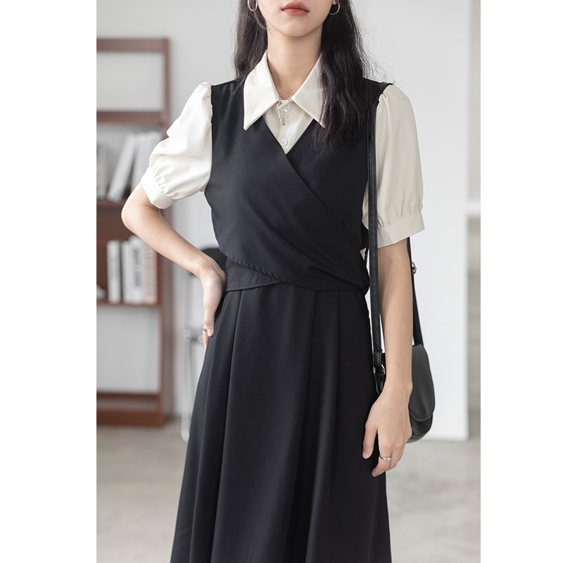 假两件套装学院风连衣裙夏季女装