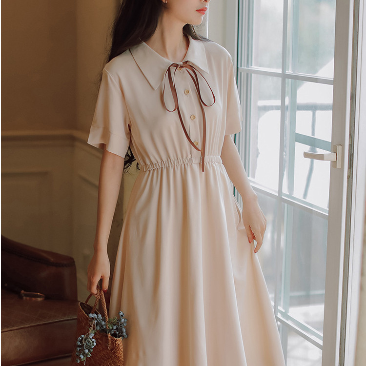 2025夏季15岁16初中高中学生18少女孩森系中长款洋气宽松连衣裙子