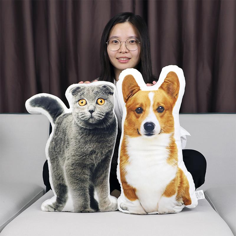 抱枕定制猫咪宠物异形靠垫定做毛绒玩偶公仔diy狗狗枕头可印照片