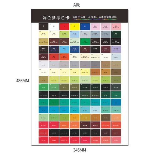色卡海报调色卡配方比例颜色家具维修皮衣具皮革色粉油漆色彩浆膏