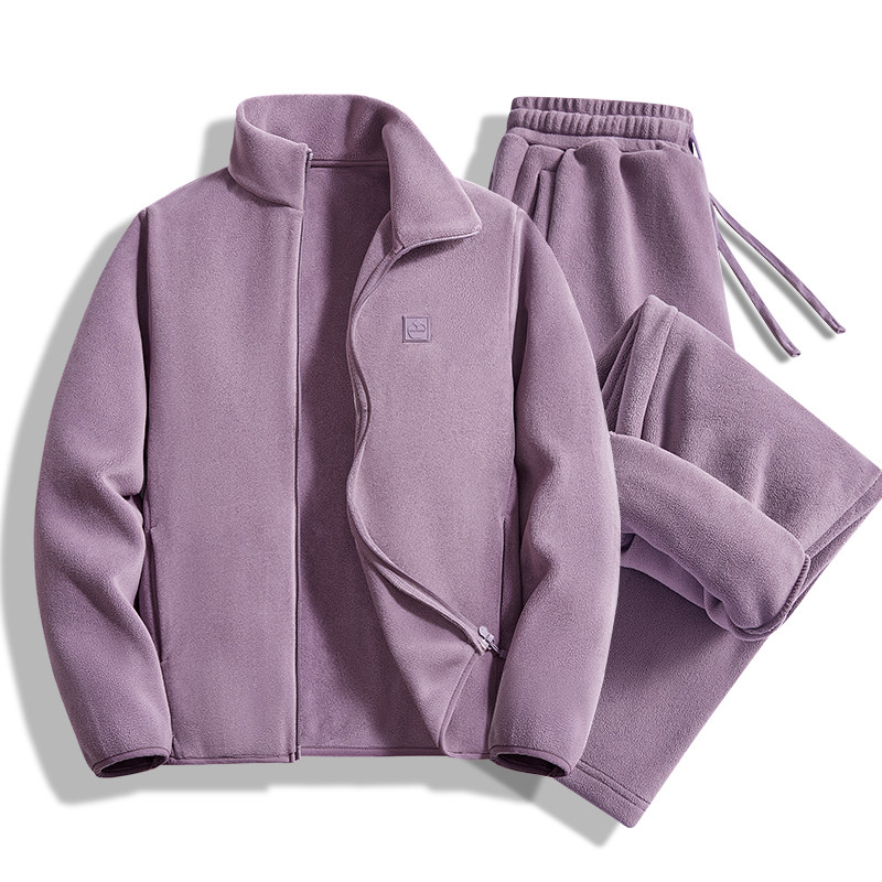 轻暖新定义！奥利绒运动服套装女秋冬加绒加厚运动抓绒裤子两件套