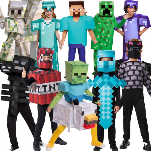万圣节新款儿童我的世界minecraft史蒂夫钻石铠甲COS游戏扮演服装
