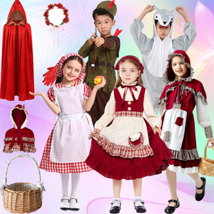 格林童话小红帽披风红色斗篷岳绮罗同款话剧表演服装演出服狼外婆