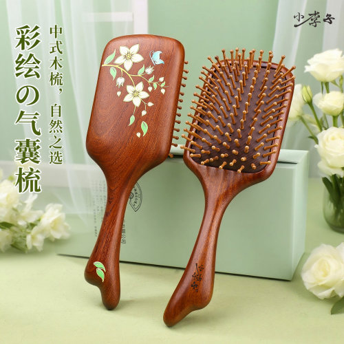 家用金丝檀木彩绘气垫梳子女长发专用气囊按摩梳大号实用生日礼物