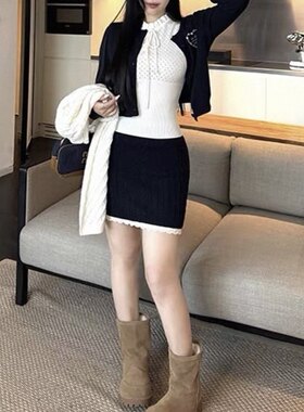 大妈女装纯欲气质性感修身背心开衫上衣性感包臀短裙三件套装