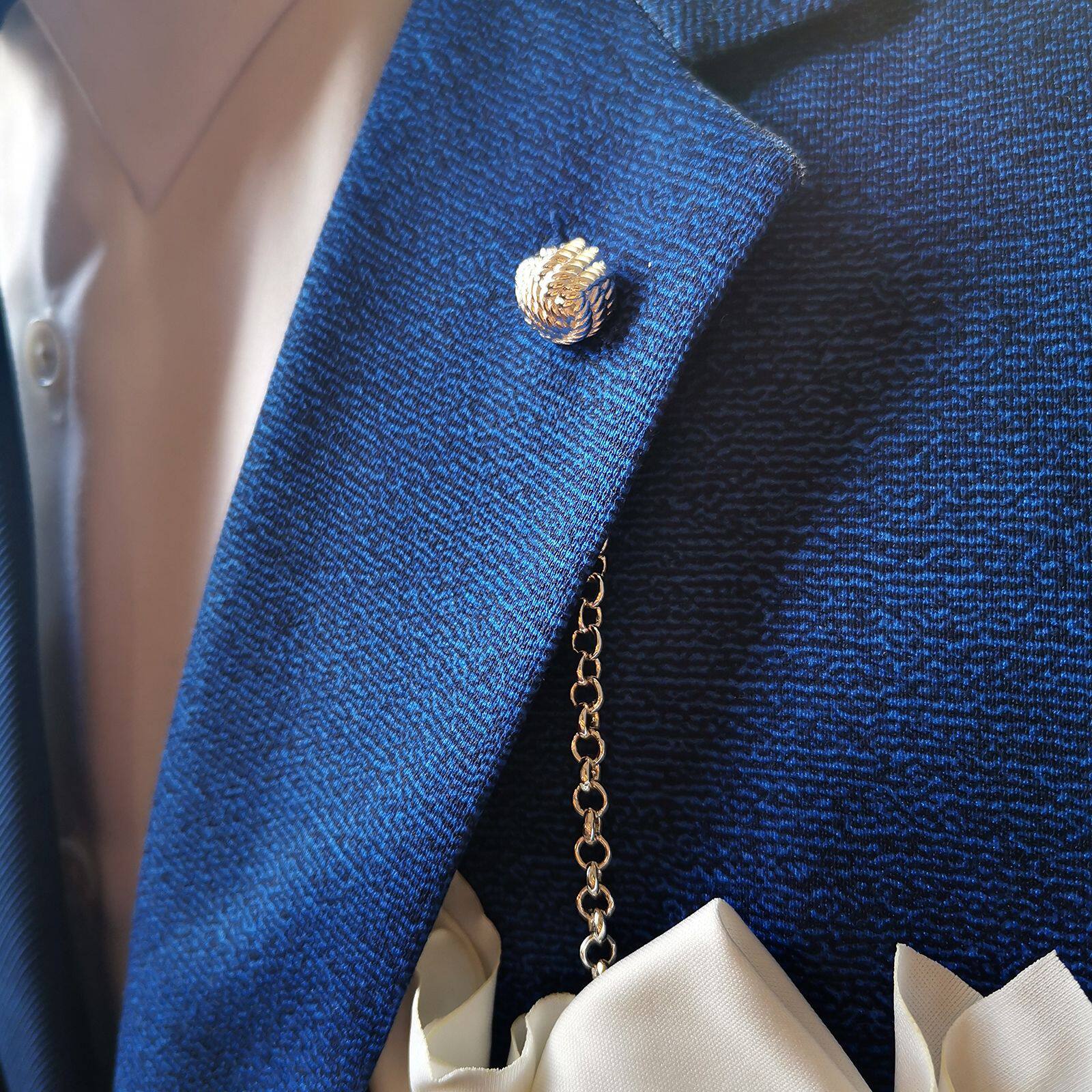 镜面驳头链男装西装镀金胸针领链插花眼水手结花奔lapel chain