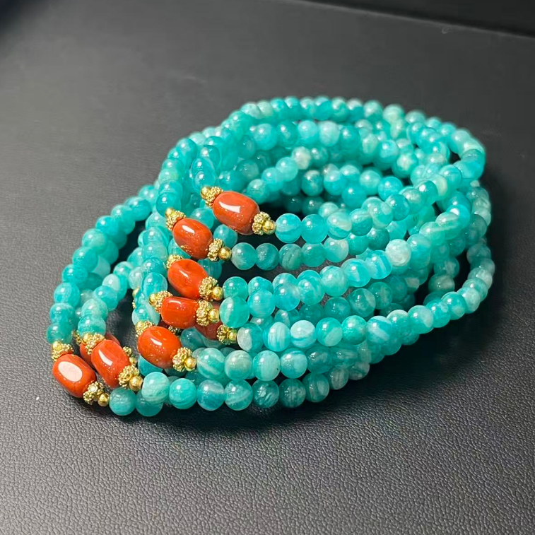 【慕斯格瑞】天河石南红手串JY0161029035