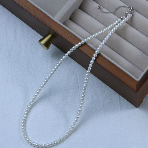 【慕斯格瑞】【天女】s925 3-4mm强光baby珠项链(带香港天女大证)