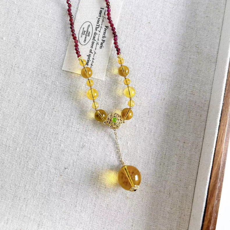 【慕斯格瑞】蓝珀配石榴石项链 HL0021122072