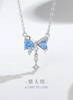 蝴蝶结纯银925项链女小众设计