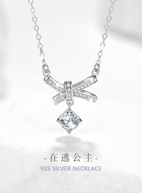 蝴蝶结通体纯银925项链