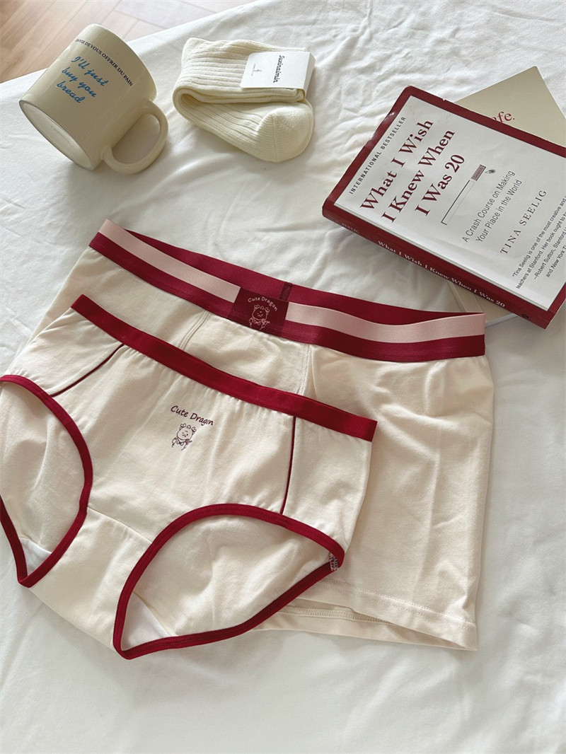 情侣内裤ins风纯棉内裤奶白色红色女士三角裤男士平角裤本命年日,女士内衣/男士内衣/家居服,男平角内裤,淘宝优惠券,粉丝福利购,淘宝优惠卷