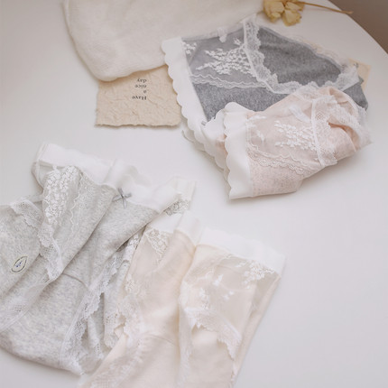 婴儿棉遇上蕾丝7A抑菌法式风情内裤加长裆中腰舒适纯棉透气三角裤