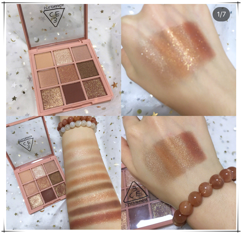 韩国3ce九色九宫格眼影盘#overtake9色哑光珠光南瓜豆沙色