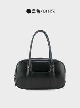 【全球购】韩系头层牛皮极简包包2026新款腋下保龄球包手提单肩包