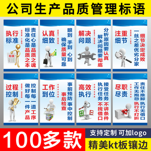 工厂车间安全生产质量标语标识牌执行力创新励志节约目标方针企业文化墙品质宣传海报仓储5s管理展板kt板定制