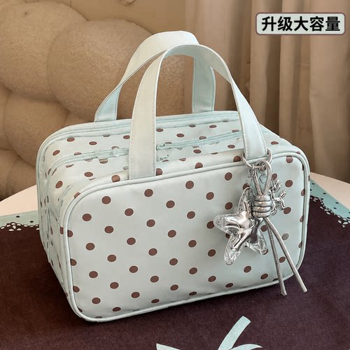 波点化妆包女大容量外出便携化妆品收纳包分区收纳防水旅游洗漱包