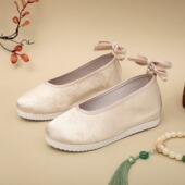 汉服鞋 民族风绣花鞋 古装 圆头大码 内增高一脚蹬布鞋 夏季 古风演出鞋