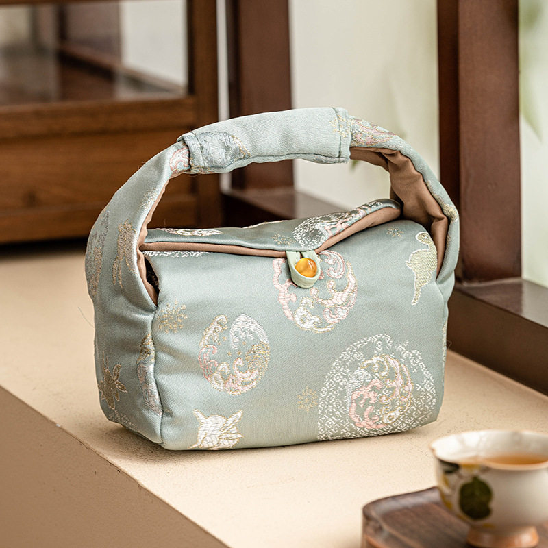 锦兔织锦小提包旅行茶具袋子收纳包高档手工刺绣外出包茶包袋,餐饮具,茶包袋,淘宝优惠券,粉丝福利购,淘宝优惠卷